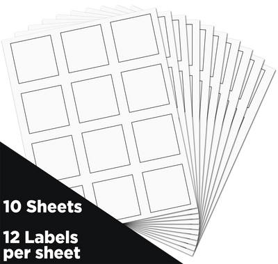 White 2 x 2 Square Labels