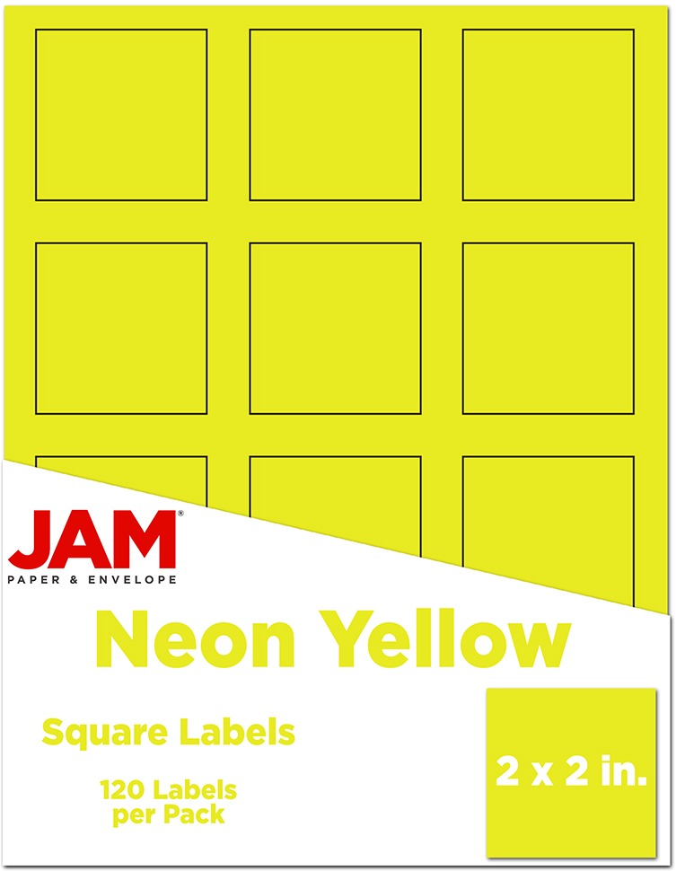 Neon Yellow 2 x 2 Square Labels