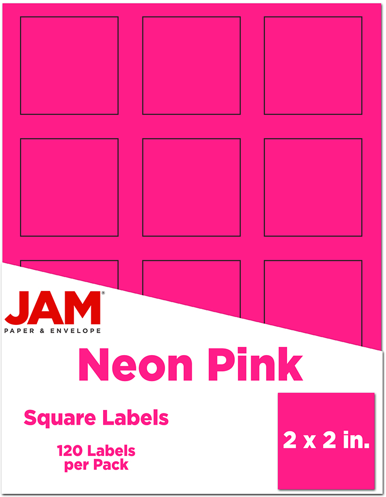 Neon Pink 2 x 2 Square Labels