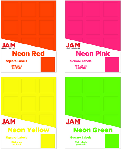 Assorted Neon 2 x 2 Square Labels