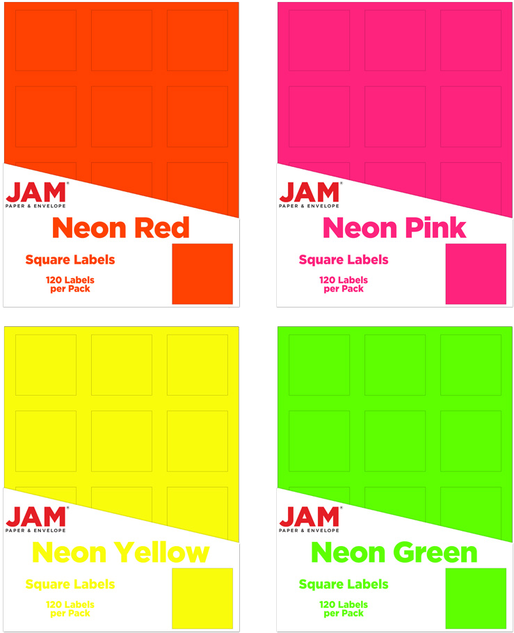 Assorted Neon 2 x 2 Square Labels