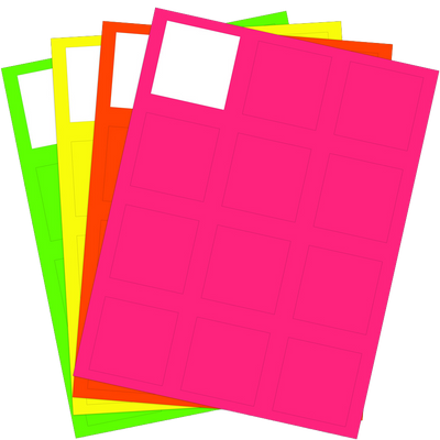 Assorted Neon 2 x 2 Square Labels