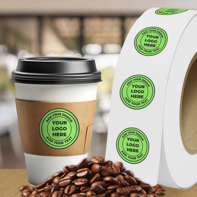Neon Green 2 1/4 Inch Roll of Circular Round Labels - Bright Adhesive