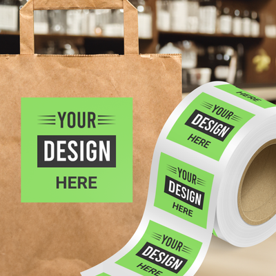 Neon Green 2 3/4 x 2 3/4 Inch Roll of Square Labels - Bright Adhesive