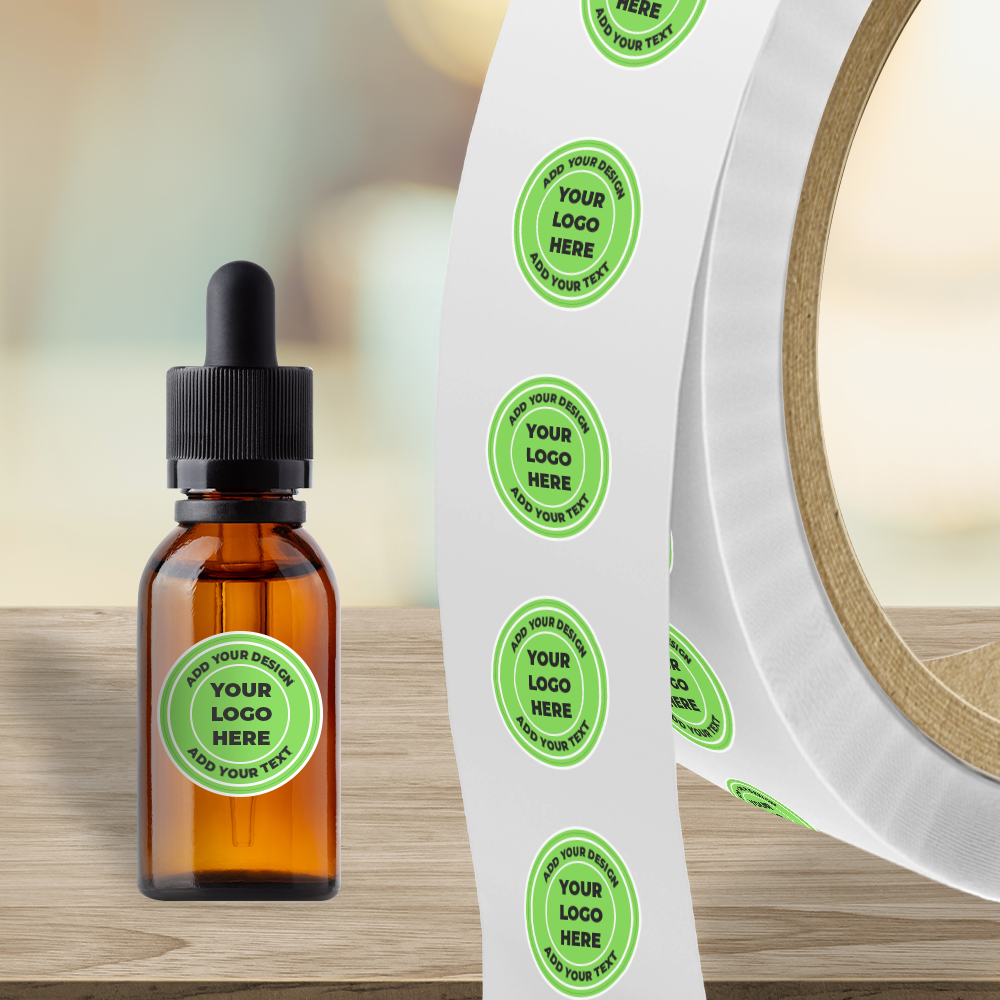 Neon Green 3/4 Inch Roll of Circular Round Labels - Bright Adhesive
