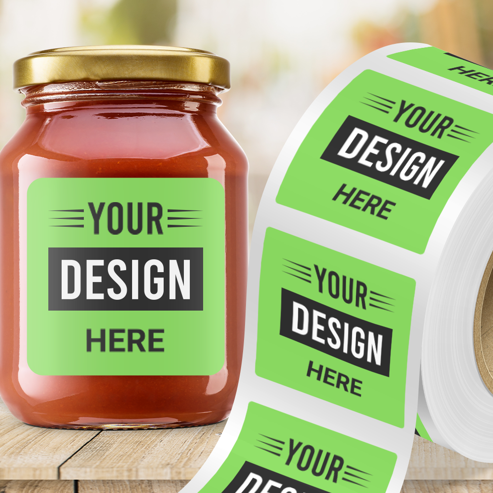 Neon Green 5 x 5 Inch Roll of Square Labels - Bright Adhesive