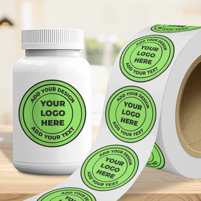 Neon Green 5 Inch Roll of Circular Round Labels - Bright Adhesive