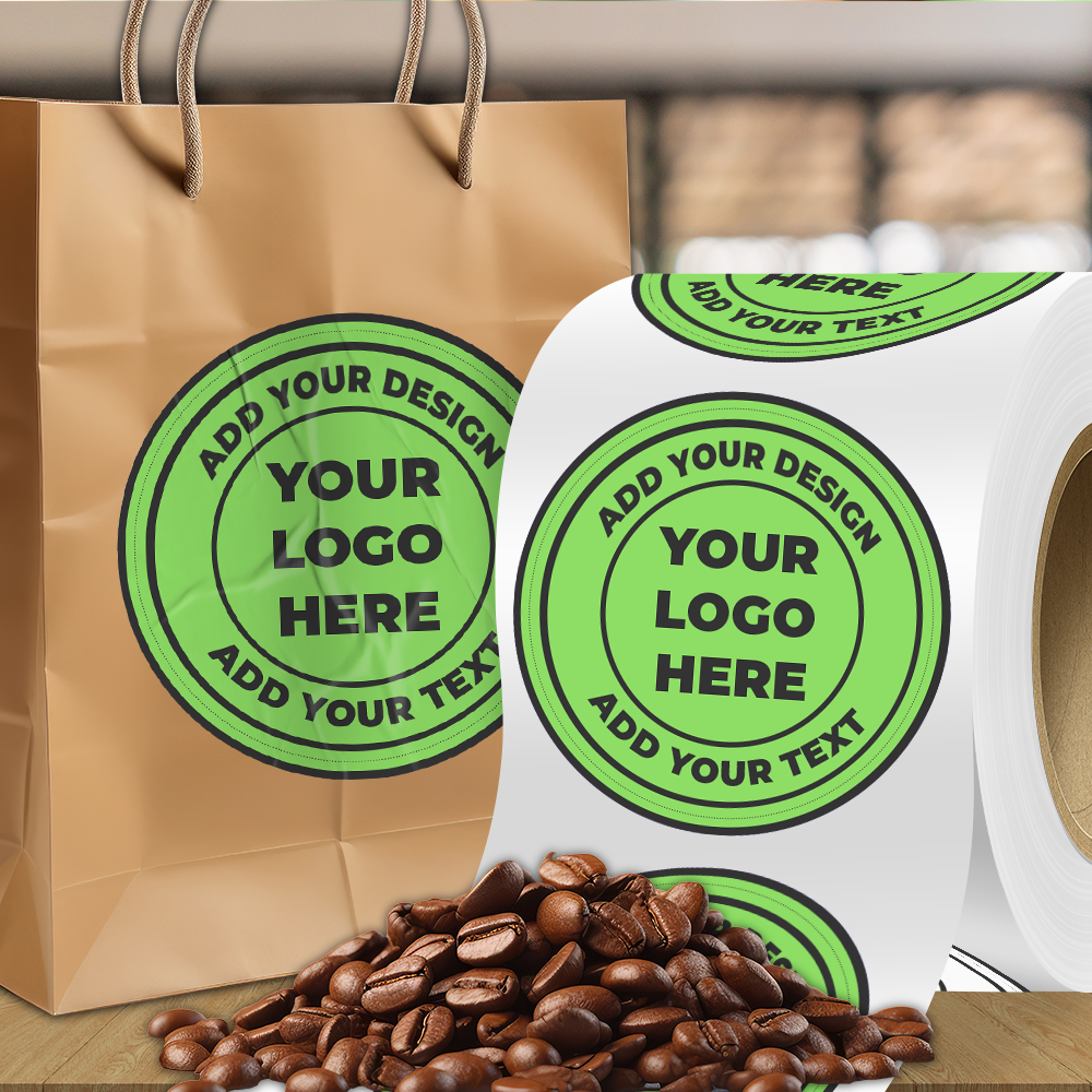 Neon Green 6 Inch Roll of Circular Round Labels - Bright Adhesive