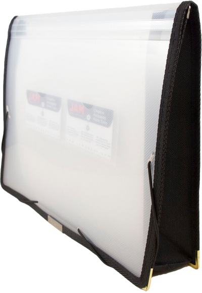 Clear 9 3/4 x 13 Plastic Portfolios with Fabric Edges and Elastic
