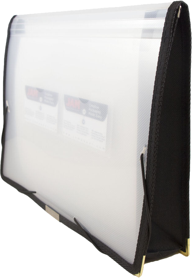 Clear 9 3/4 x 13 Plastic Portfolios with Fabric Edges and Elastic