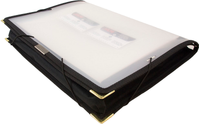 Clear 9 3/4 x 13 Plastic Portfolios with Fabric Edges and Elastic