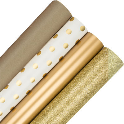 Everything Gold Christmas Wrapping Paper Set (86.5 Sq Ft) - 4 Rolls