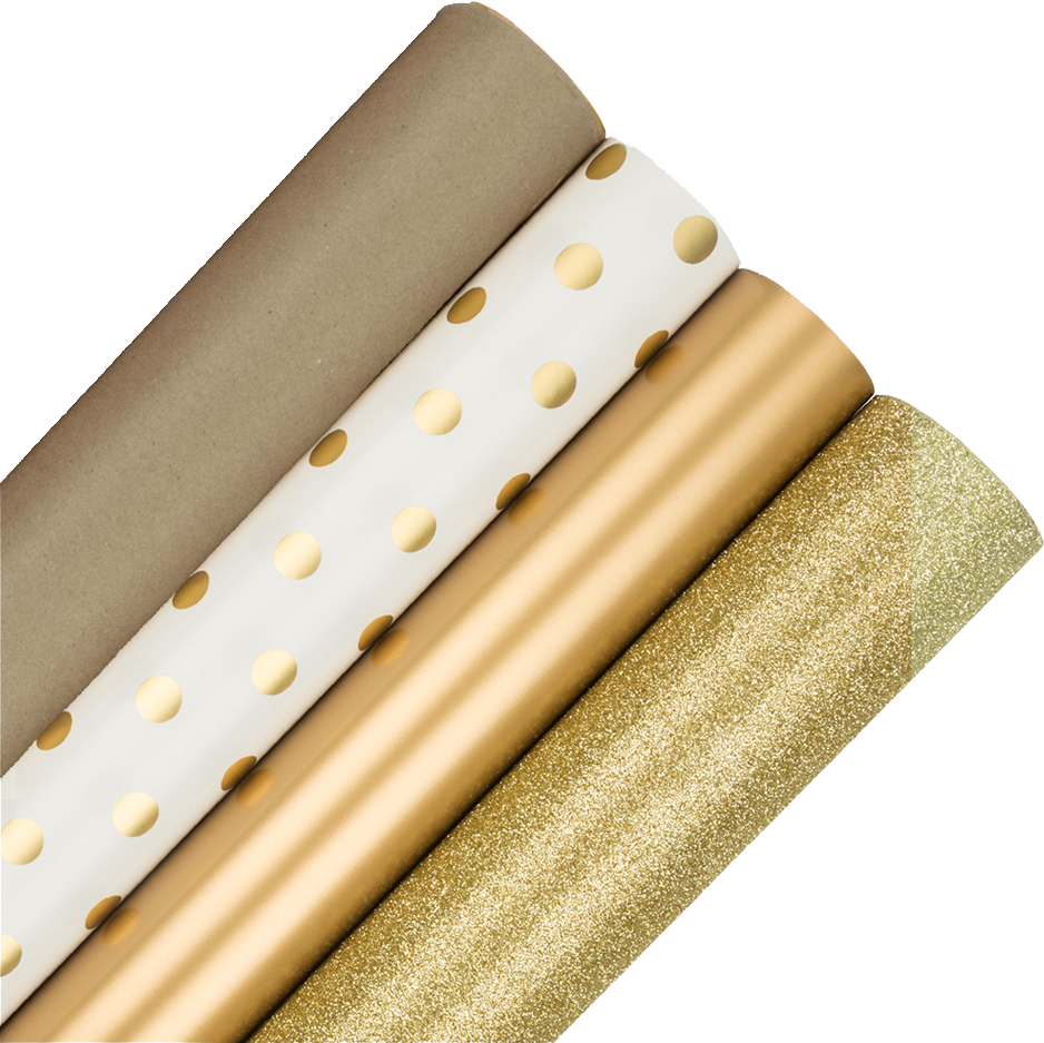 Everything Gold Christmas Wrapping Paper Set (86.5 Sq Ft) - 4 Rolls