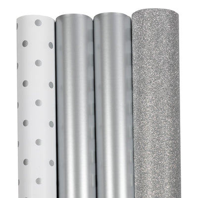 Everything Silver Christmas Wrapping Paper Set (65 Sq Ft) - 4 Rolls