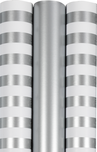 Silver Collection Christmas Wrapping Paper Set (75 Sq Ft) - 3 Rolls