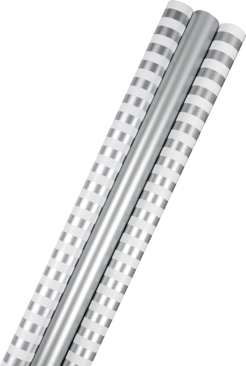 Silver Collection Christmas Wrapping Paper Set (75 Sq Ft) - 3 Rolls