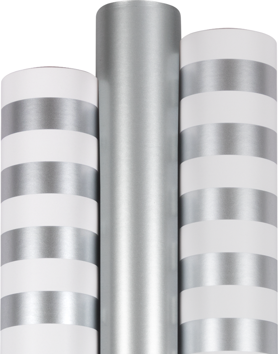 Silver Collection Christmas Wrapping Paper Set (75 Sq Ft) - 3 Rolls