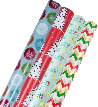 Shimmering Christmas Assorted Wrapping Paper Set (86.5 Sq Ft) - 4 Rolls