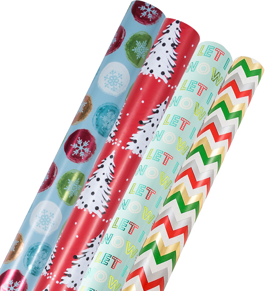 Shimmering Christmas Assorted Wrapping Paper Set (86.5 Sq Ft) - 4 Rolls