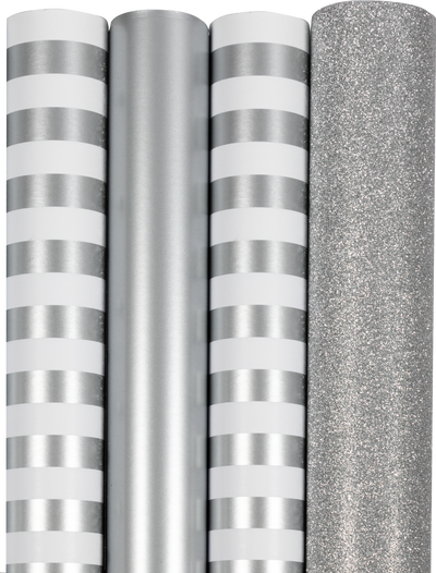 Everything Silver Christmas Wrapping Paper Set (100 Sq Ft) - 4 Rolls