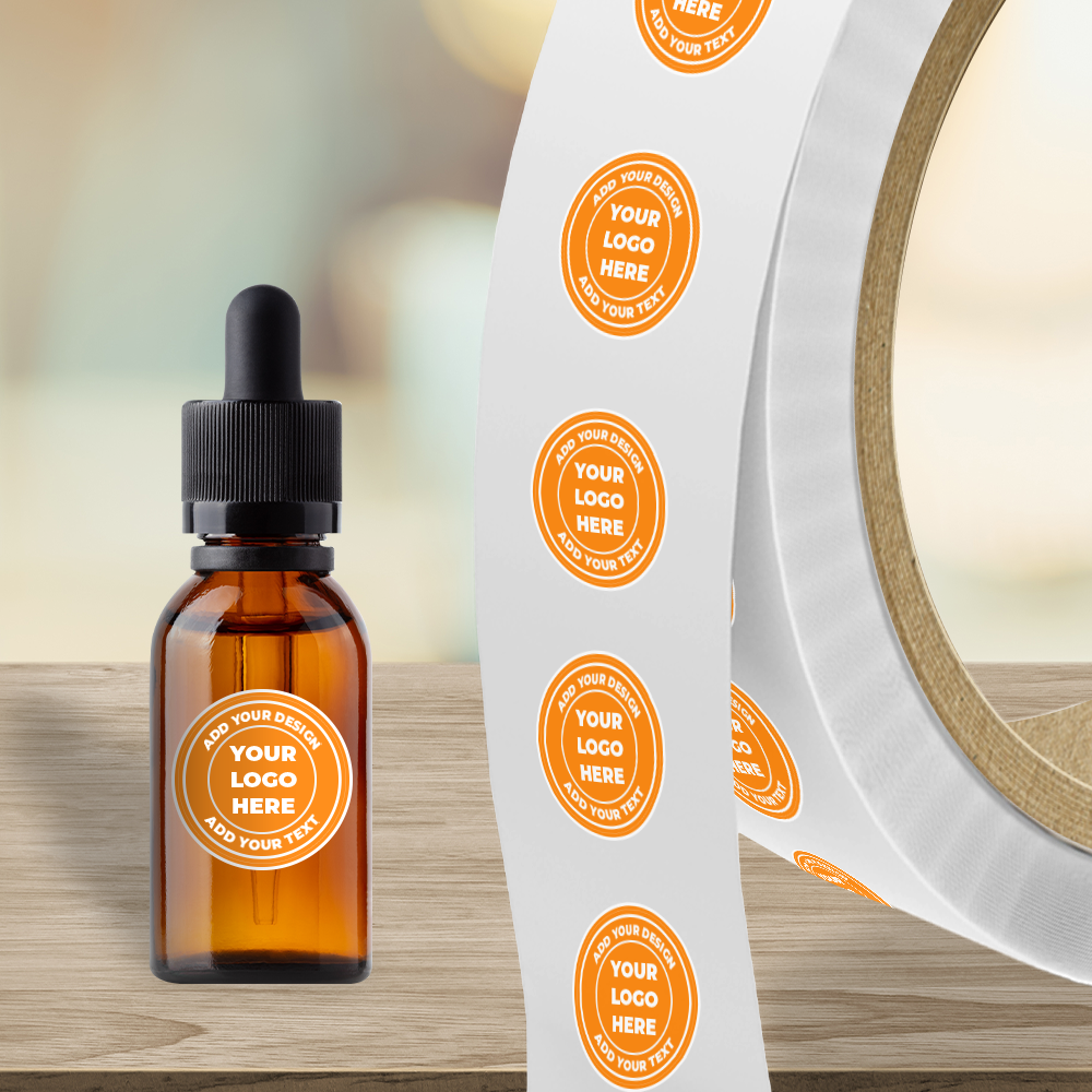 Neon Orange 1 1/2 Inch Roll of Circular Round Labels - Bright Adhesive