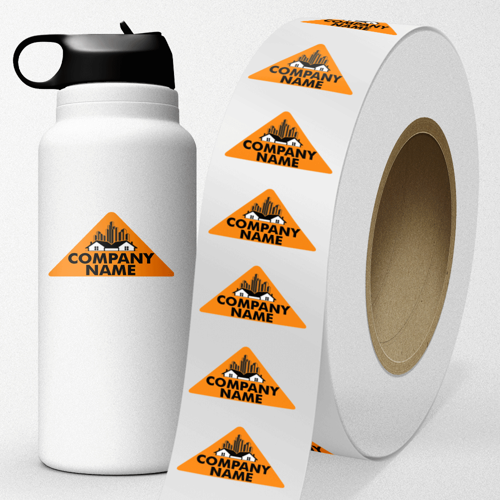 Neon Orange 1 1/4 x 2 1/2 Inch Roll of Triangle Shaped Labels - Bright Adhesive
