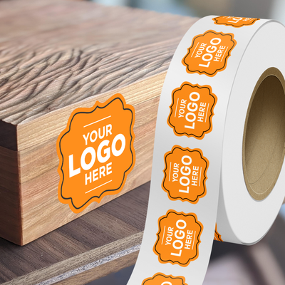 Neon Orange 2 1/2 x 3 Inch Roll of Vintage Frame Shaped Labels - Crafting Wedding Shower Even Frame Bright Adhesive