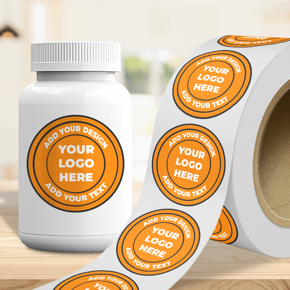 Neon Orange 4 Inch Roll of Circular Round Labels - Bright Adhesive