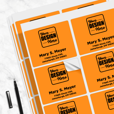 Neon Orange 3 1/4 x 4 Inch Rectangle Shipping Labels (6 Labels per Sheet)