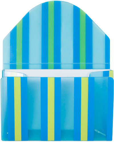 Blue and Yellow Stripe Plastic Business Card Case - 20 Card Capacity