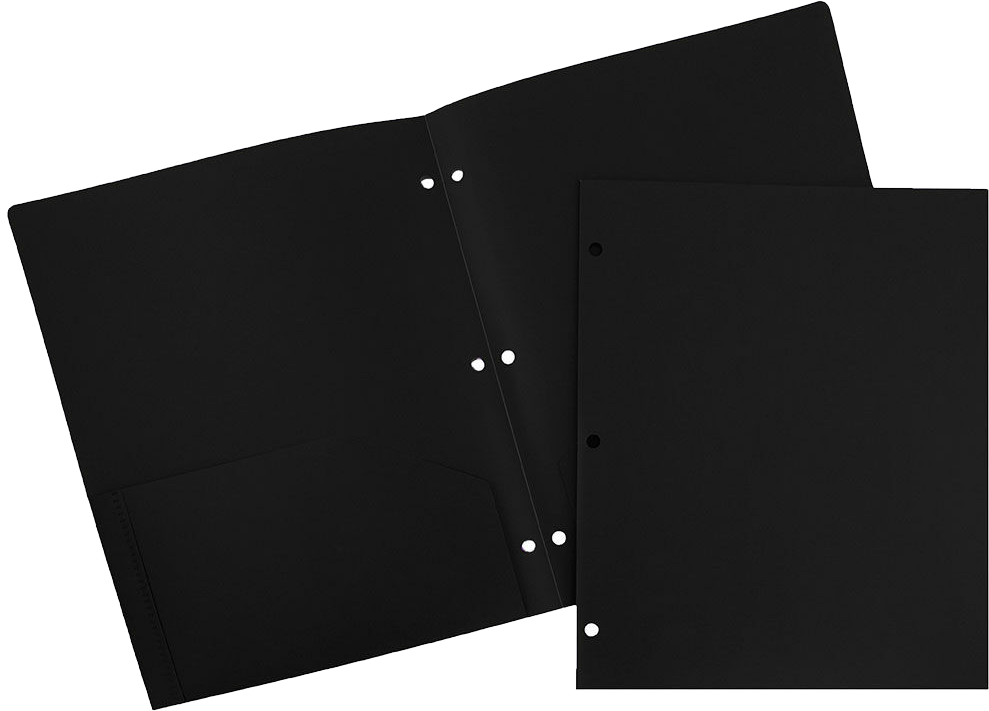 Black 9 x 12 Plastic 3 Hole Punched Duty Folders