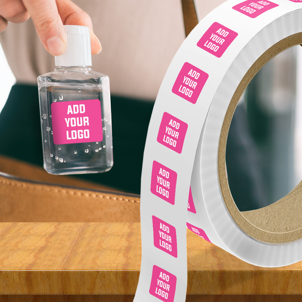 Neon Pink 3/4 x 1 1/2 Inch Roll of Rectangle Labels - Bright Adhesive