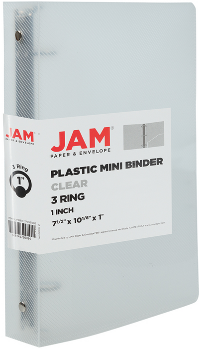 Clear 6 x 9 Mini Plastic 1 Inch 3-Ring Binder