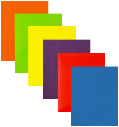 Assorted Primary Standard Glossy Folders - 6 Pack