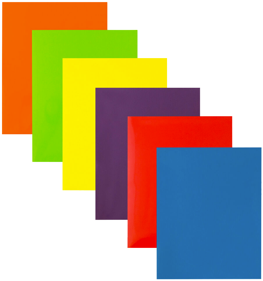 Assorted Primary Standard Glossy Folders - 6 Pack