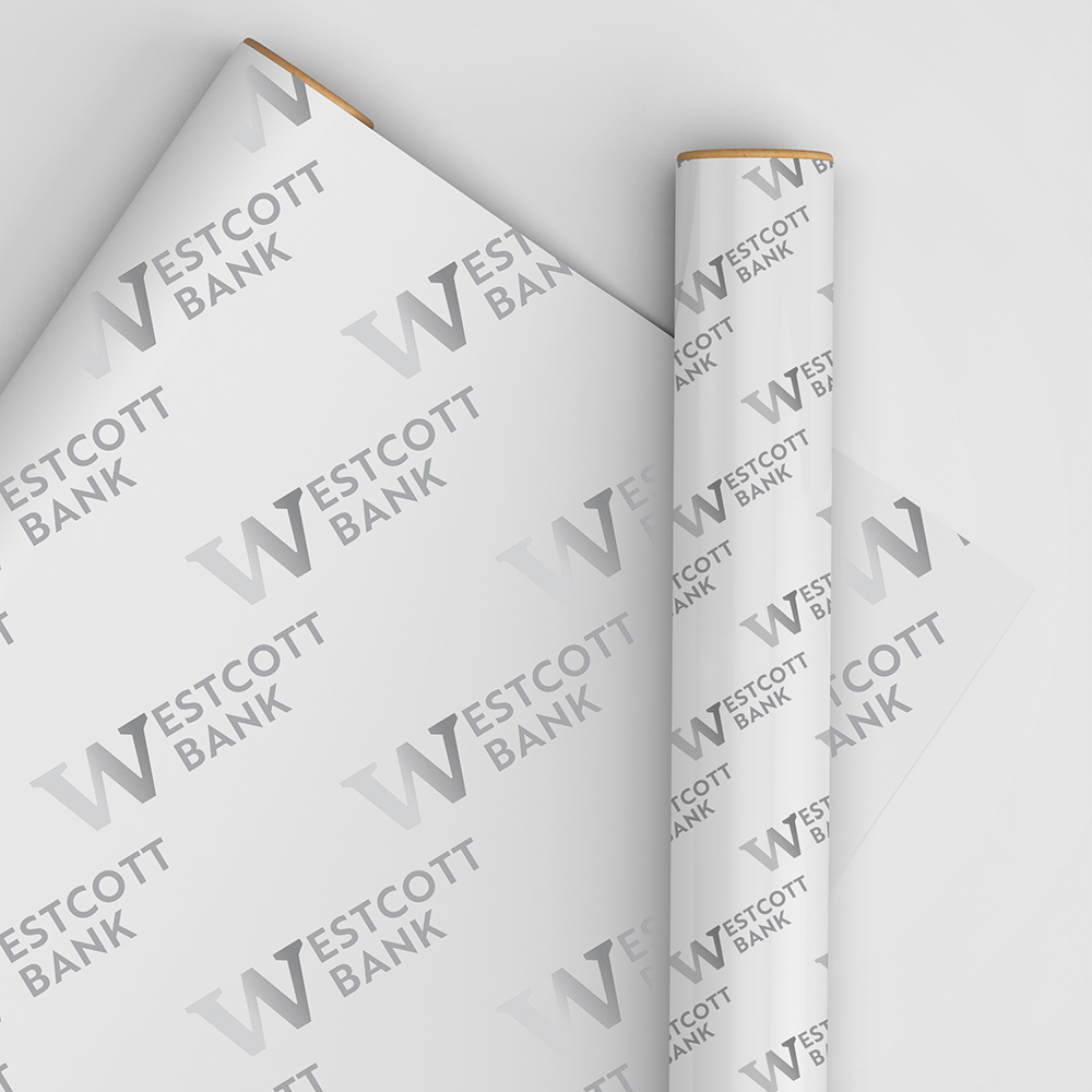 Custom Print Wrapping Paper 29 1/4" x 17 3/4' (43 Sq Ft) White Matte