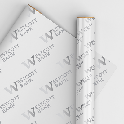 Custom Print Wrapping Paper 29 1/4" x 7' (17 Sq Ft) White Glossy