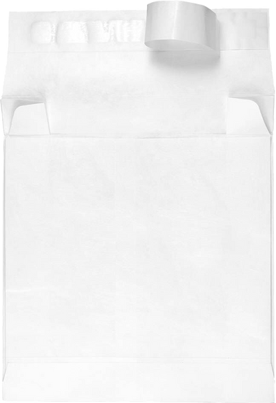 Bright White Tyvek 14lb 10 x 12 x 4 Open End Envelopes with Peel & Seal