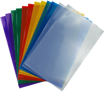 Assorted Color 9 x 14 1/2 Legal Plastic Sleeves - 12 Pack