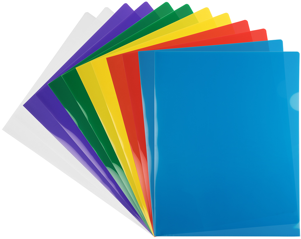 Assorted Colors Letter Size Plastic Sleeves - 12 Pack