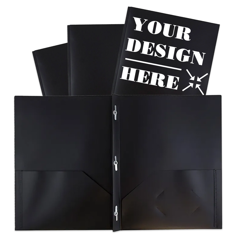 Black 9 x 12 Plastic Pop Folders with Clasp
