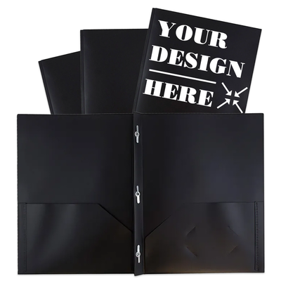 Black 9 x 12 Plastic Pop Folders with Clasp