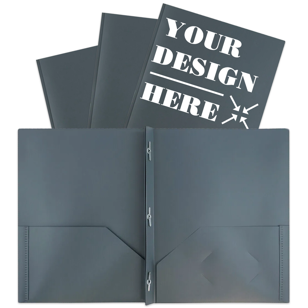 Gray 9 x 12 Plastic Pop Folders with Clasp