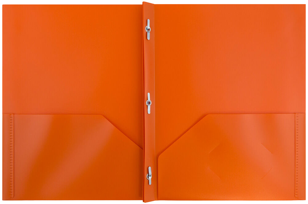 Orange 9 x 12 Plastic Pop Folders with Clasp