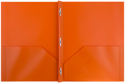 Orange 9 x 12 Plastic Pop Folders with Clasp