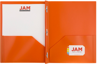 Orange 9 x 12 Plastic Pop Folders with Clasp