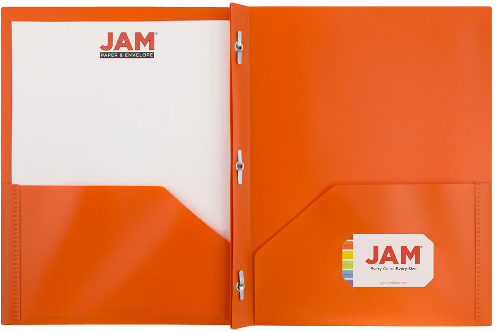 Orange 9 x 12 Plastic Pop Folders with Clasp