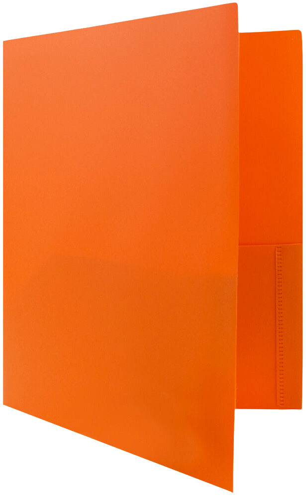Orange 9 x 12 Plastic Pop Folders with Clasp