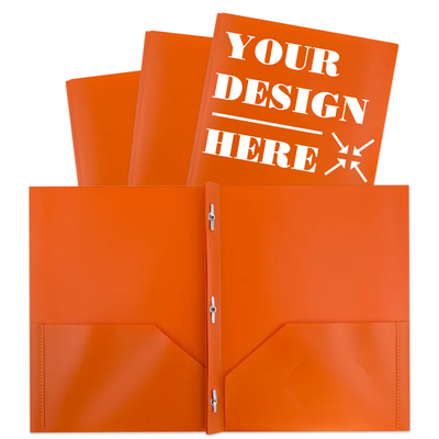 Orange 9 x 12 Plastic Pop Folders with Clasp