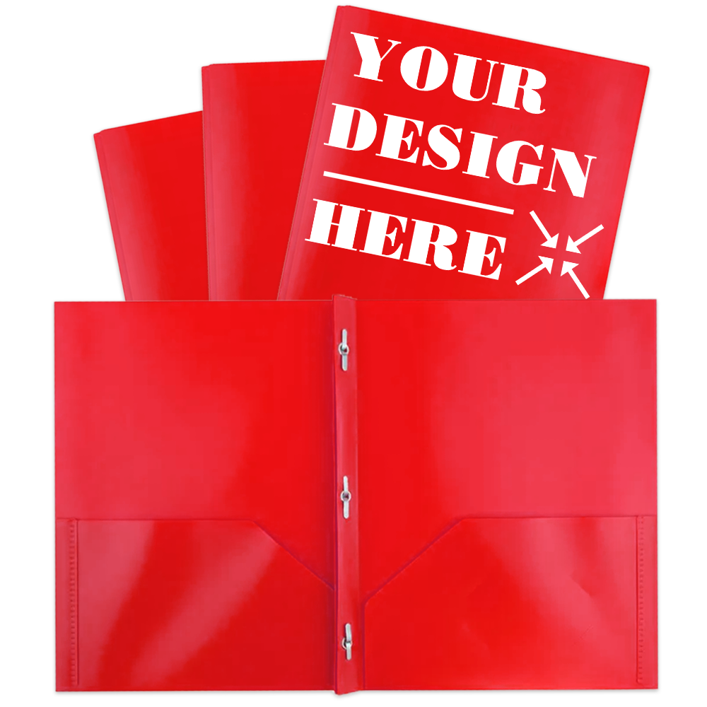 Red 9 x 12 Plastic Pop Folders with Clasp